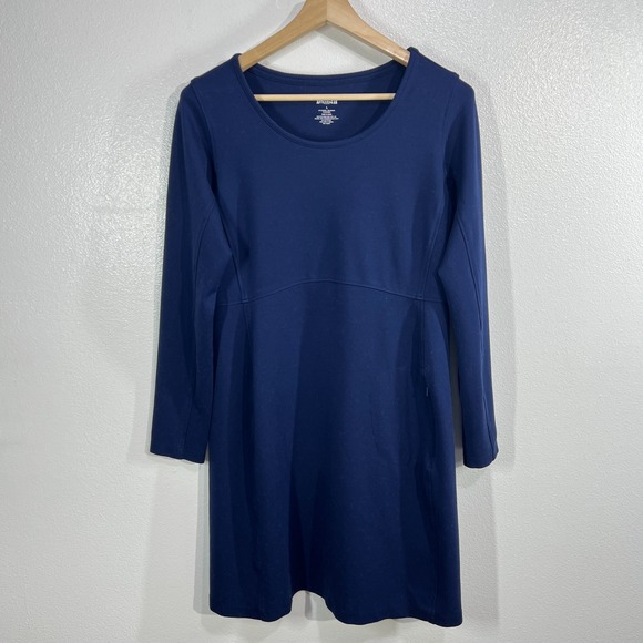 Duluth Trading Co Blue Long Sleeve Knit Dress Size L Stretch Comfort Workwear - Picture 2 of 7